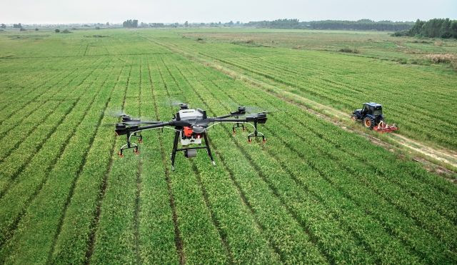 imagem de drone da agricultura 5.0 no campo